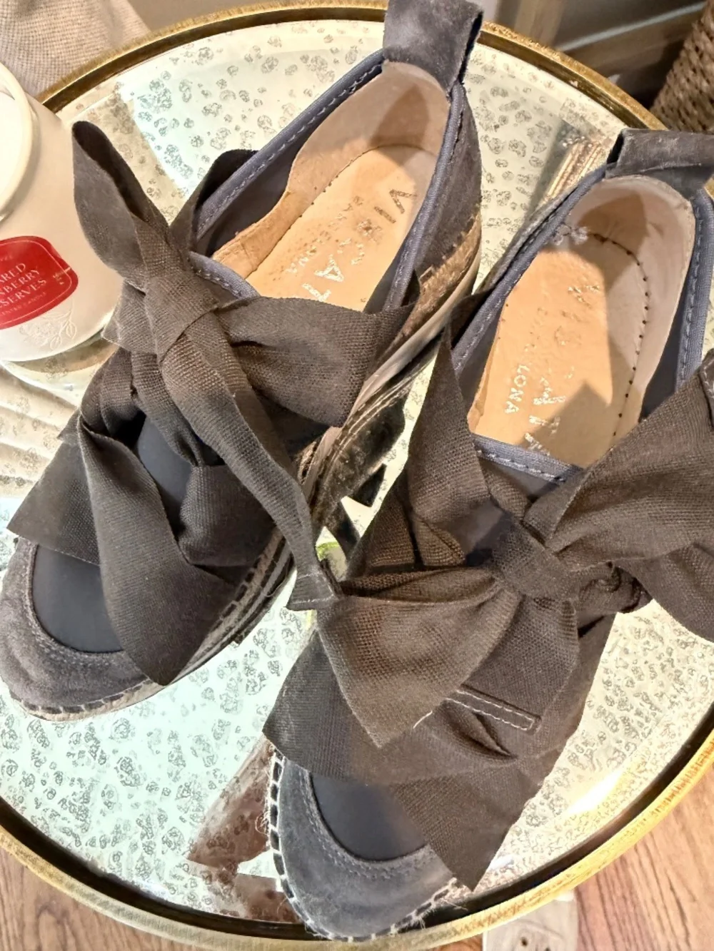 Viscata Sneaker Espadrille Brown With Ribbons